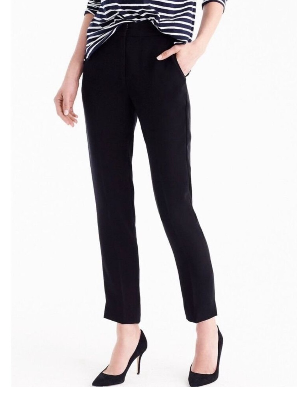 J. crew black pleat front 365 easy fit crepe office workwear trouser pants
